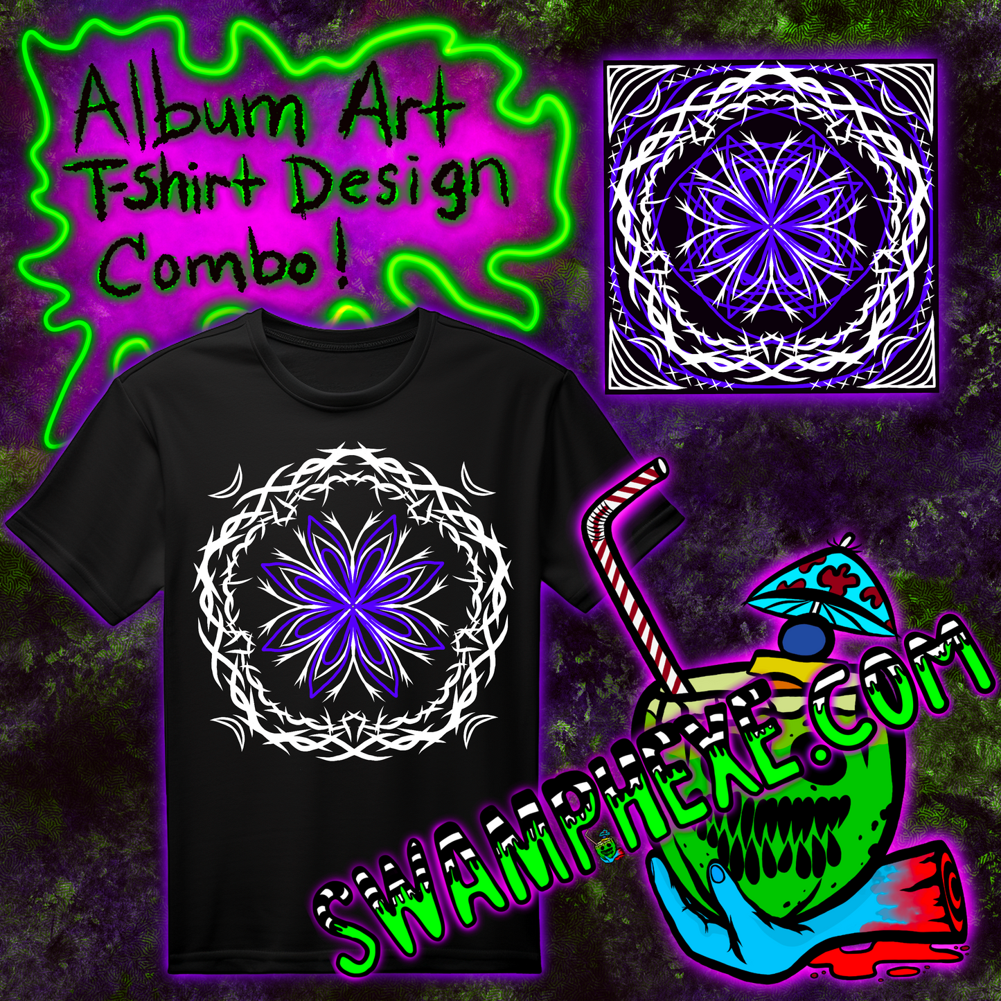 2pc Purple and white tribal, artwork combo