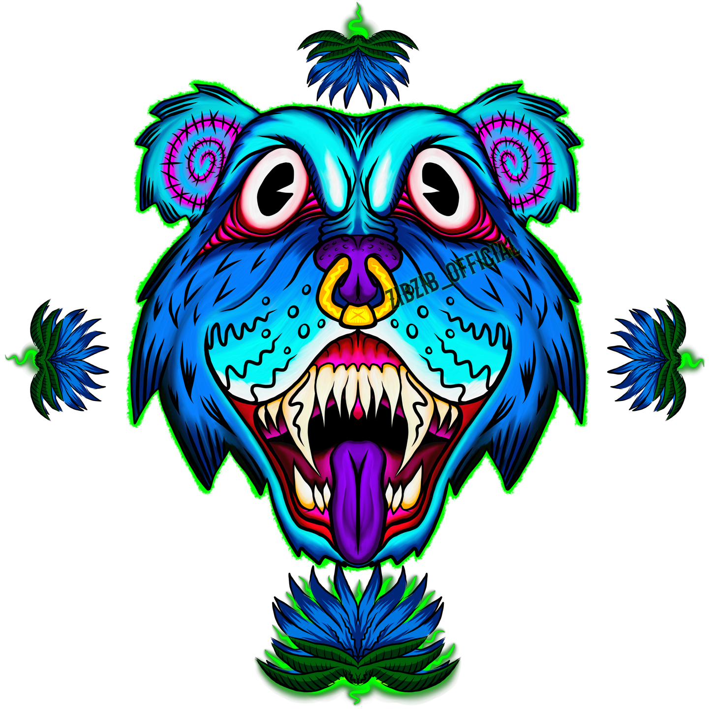 2 pc Blue bear/Lotus artwork combo
