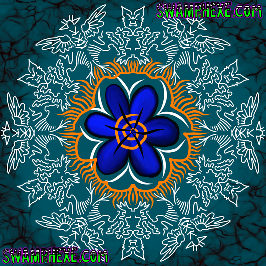 2 pc Blue flower tribal art combo